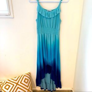 Rickis Ombré Keyhole Back High Low Maxi Dress